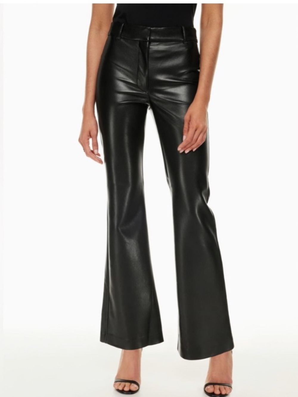 Wilfred Cabaret Black Vegan Leather High Rise Flare Pants Size 8